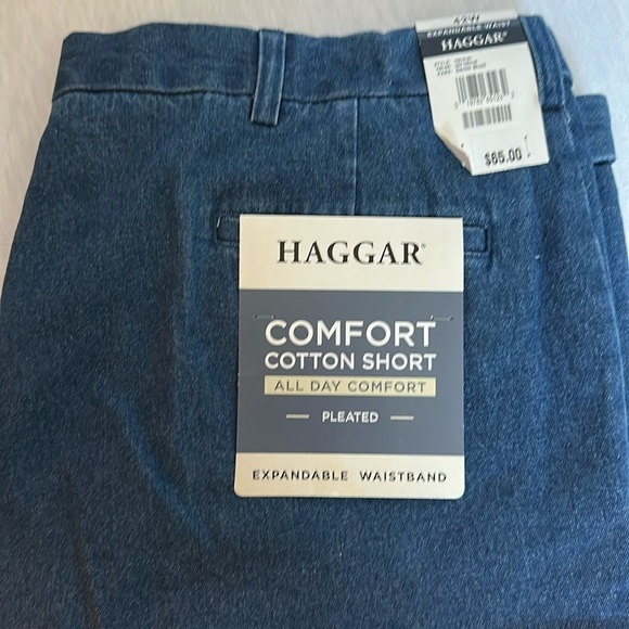 NWT Haggar Comfort Cotton Denim Shorts with Expandable Waist Zipper Mens Size 42 - Picture 3 of 12